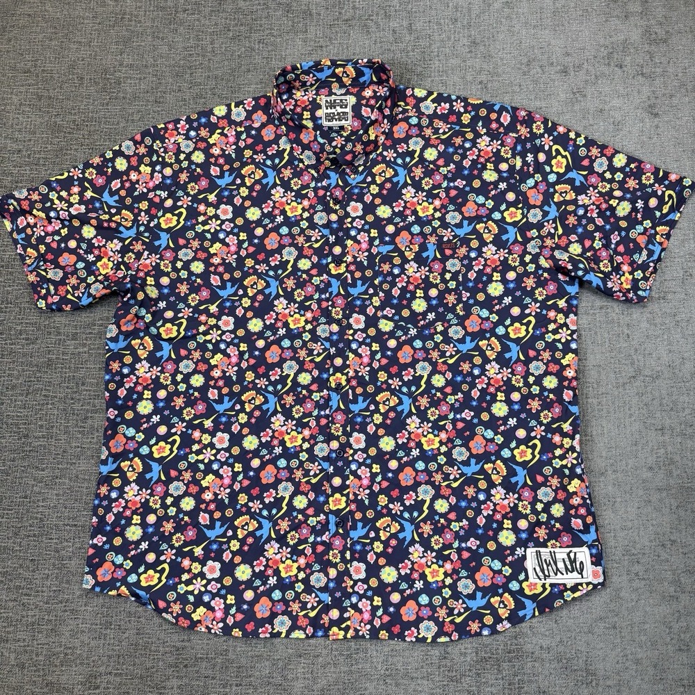 RSVLTS X NFG New Found Glory Shirt‎ Men's 3XL Button Down Tiki Kunuflex Floral